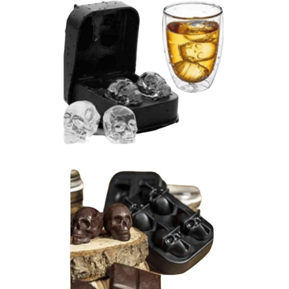 Molde de silicona   04 cavidades cabeza calavera