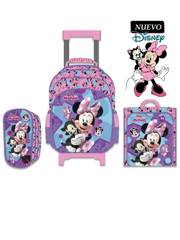 Set de Mochila con Ruedas Lonchera y Cartuchera MINNIE A4