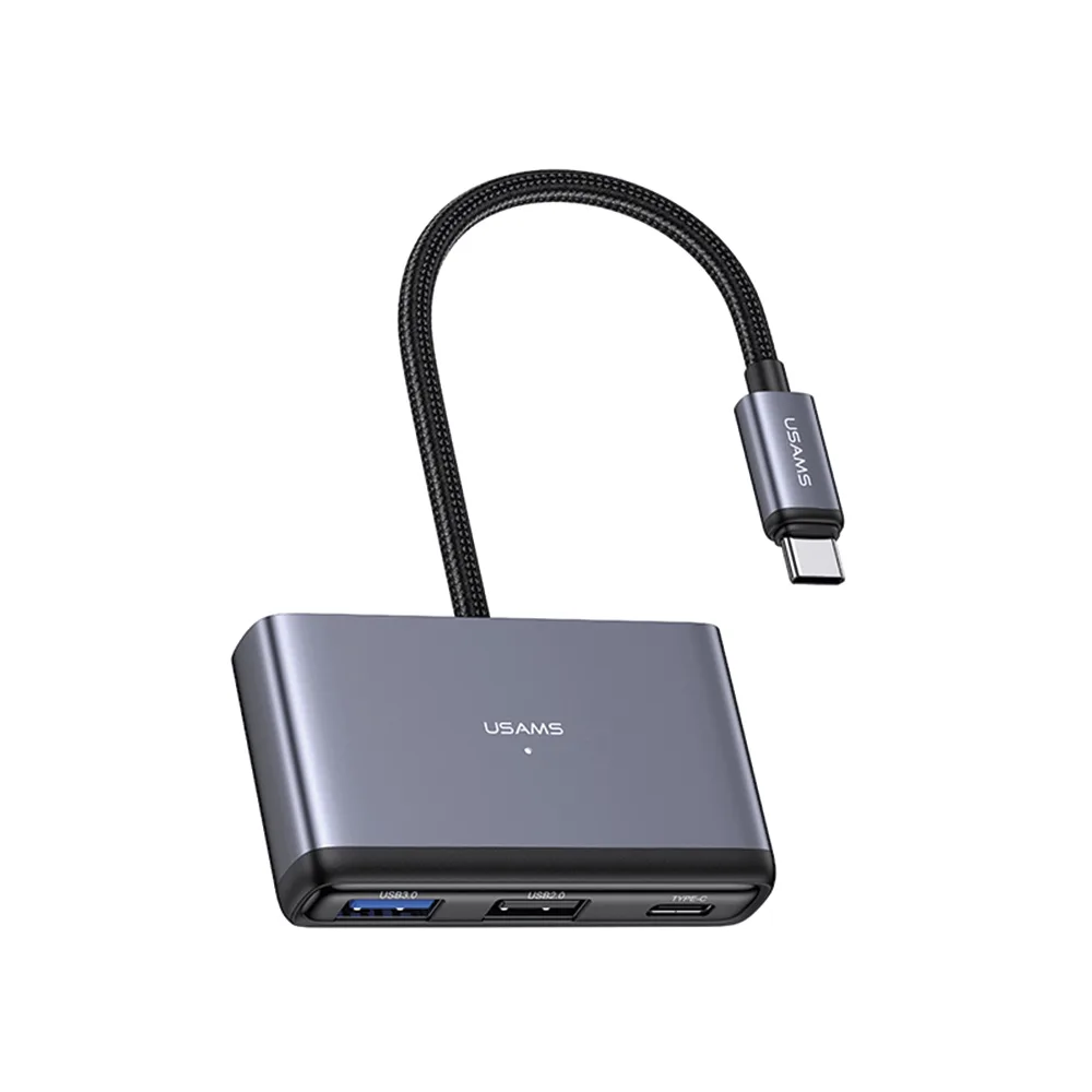 Adaptador 4en1 Type-C PD 60W USAMS a Type-C+USB 3.0+USB 2.0