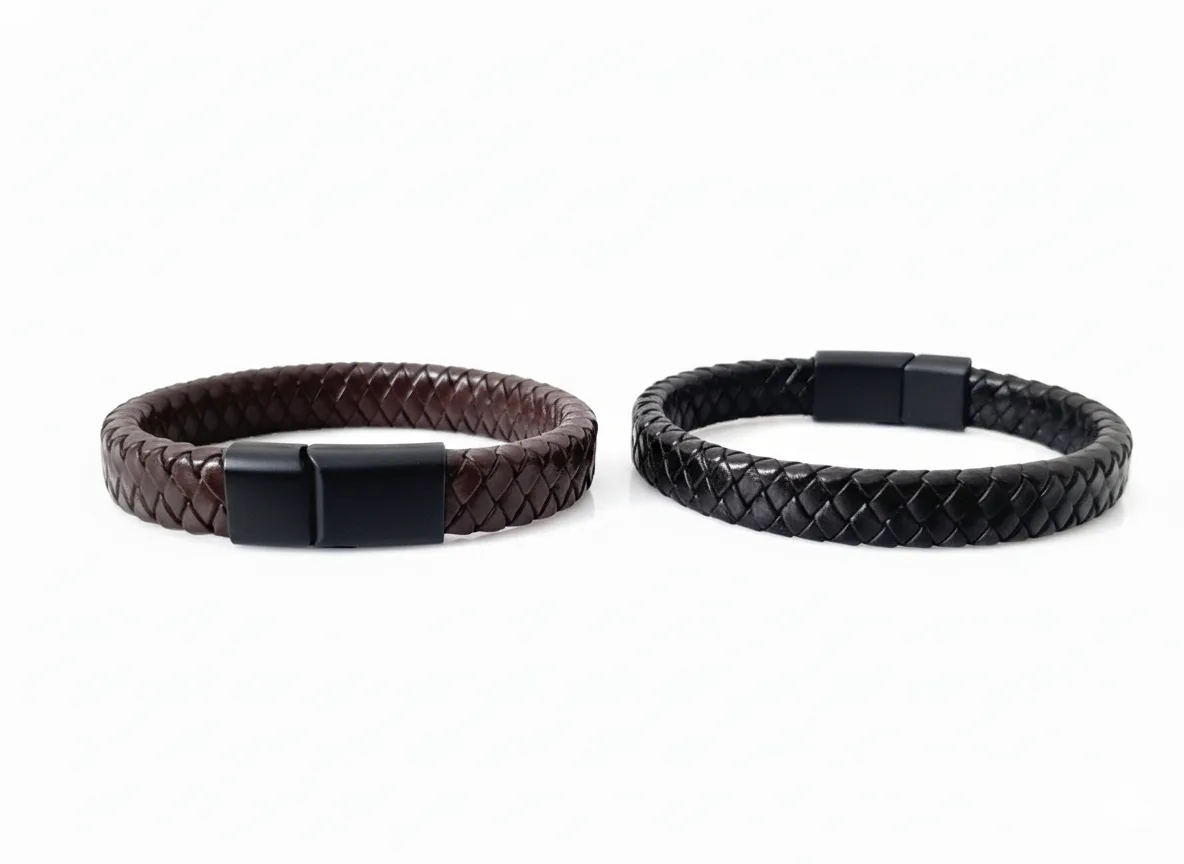 PULSERA CUERO BROCHE ACERO CROMADO