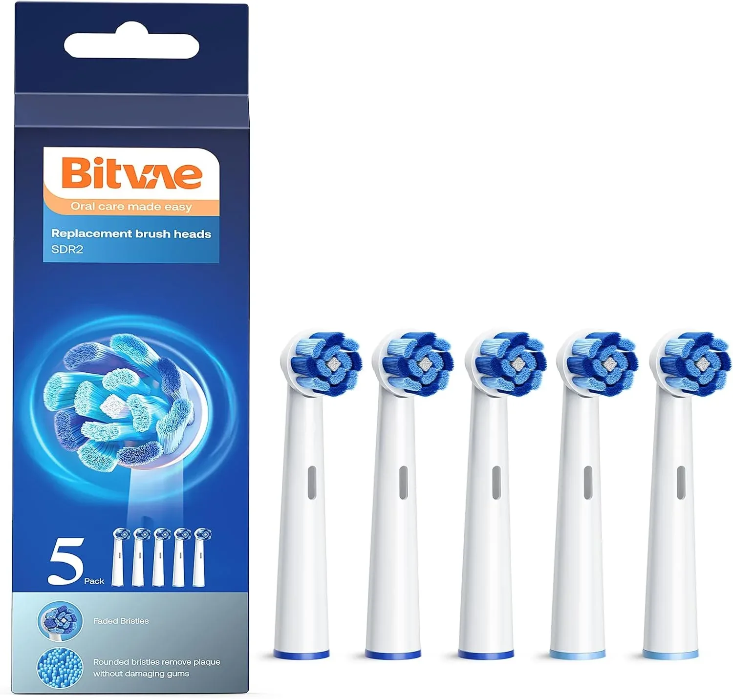 Bitvae - Set 5 Cabezales de Repuesto Bitvae R2 Compatibles con Oral-B Braun