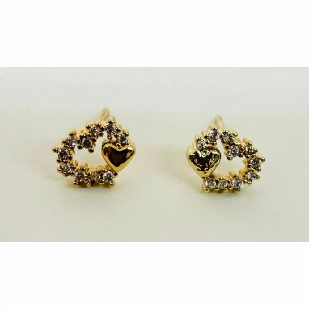 ARETE CORAZON STRASS SILUETA DORADO
