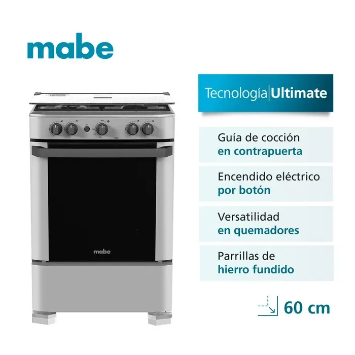 Cocina de Pie Marca Mabe 4 Hornillas a Gas - Silver