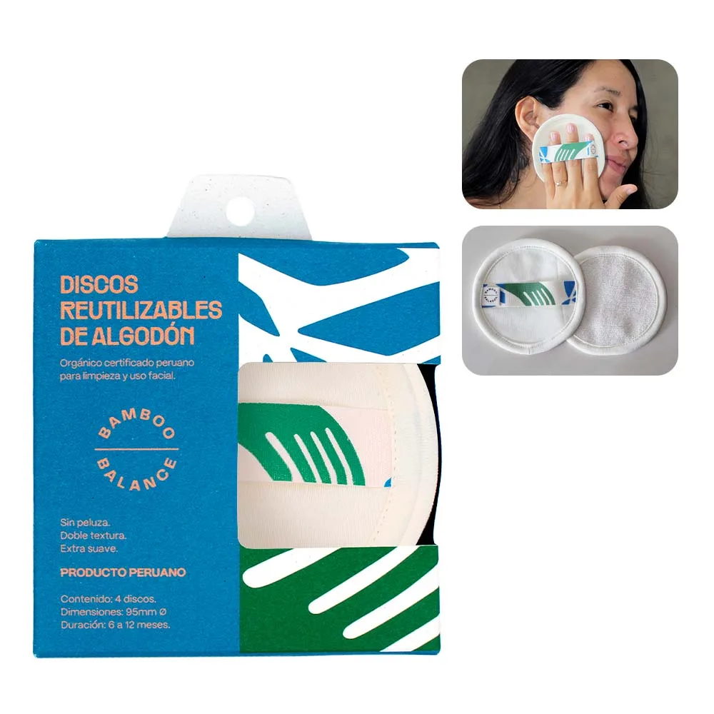 Discos Desmaquillantes de Algodón Orgánico Reutilizable 4 Unidades
