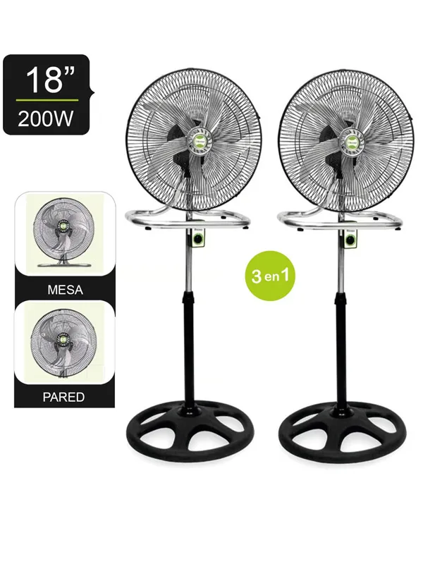 Ventilador Pedestal 3 en 1 De 18″ 200 W BK-8219VI/NG x 2 unidades