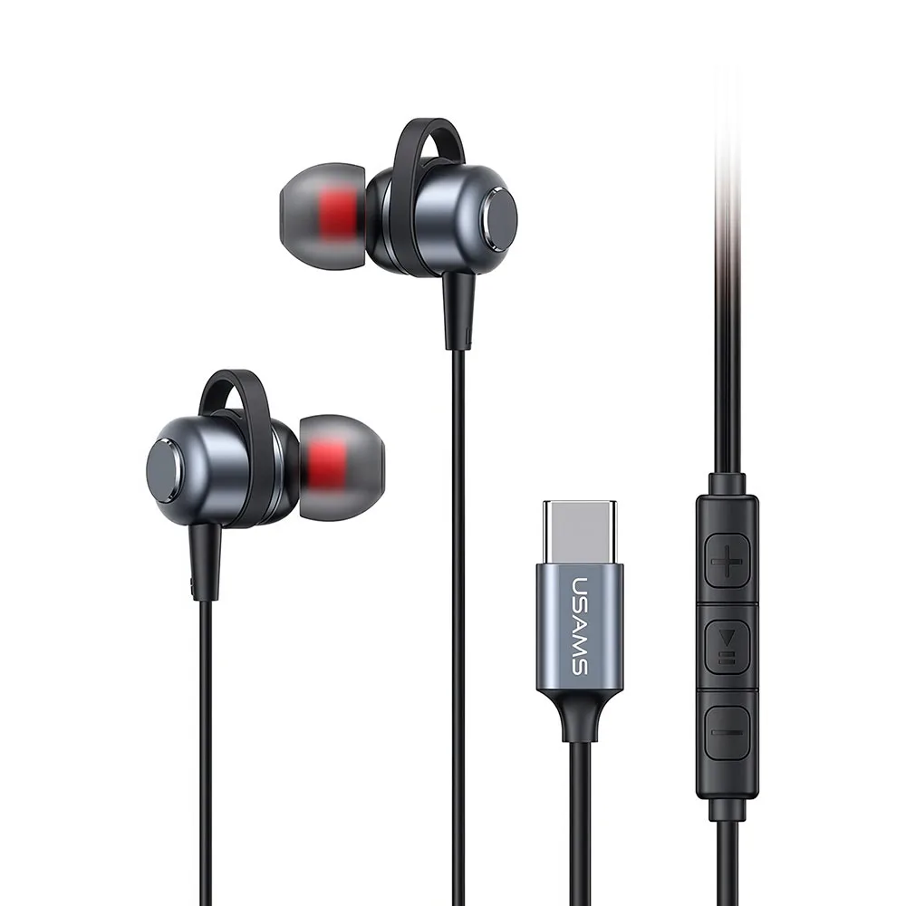 Audífono con cable punta Type-C USAMS 1.2m Negro EP48